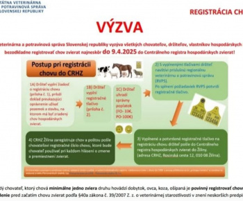 Registrácia chovu- výzva