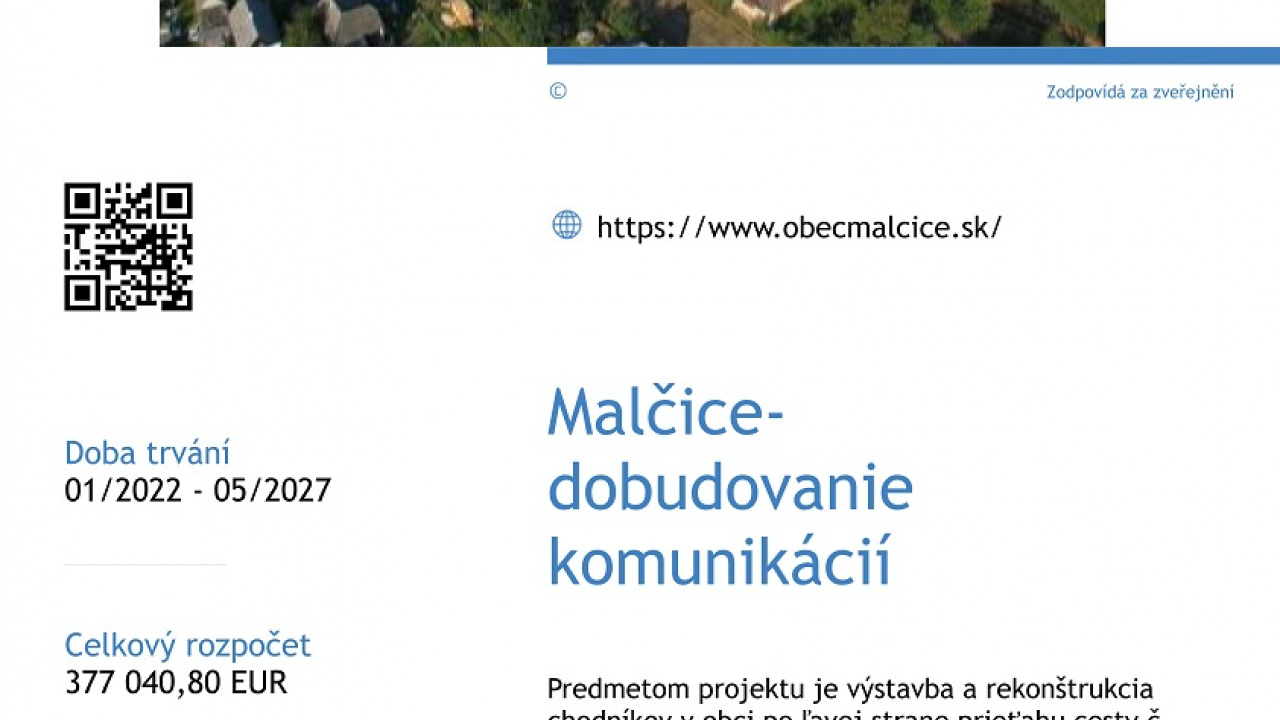 Malčice-dobudovanie komunikácii 