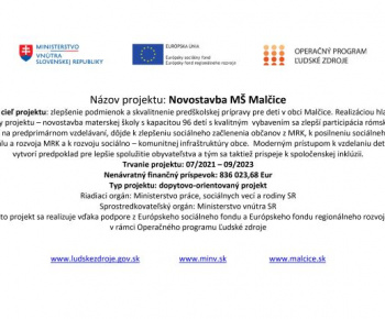 Novostavba -Materská škola Malčice