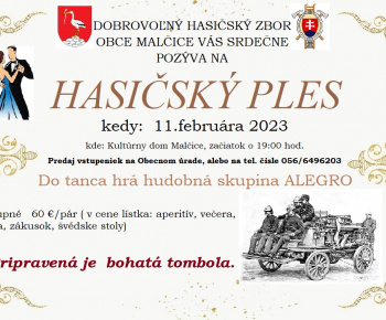 Pozvánka na Hasičský ples 11.2.2023
