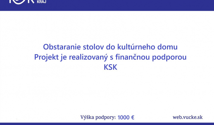Fotka - Obstaranie stolov do kultúrného domu